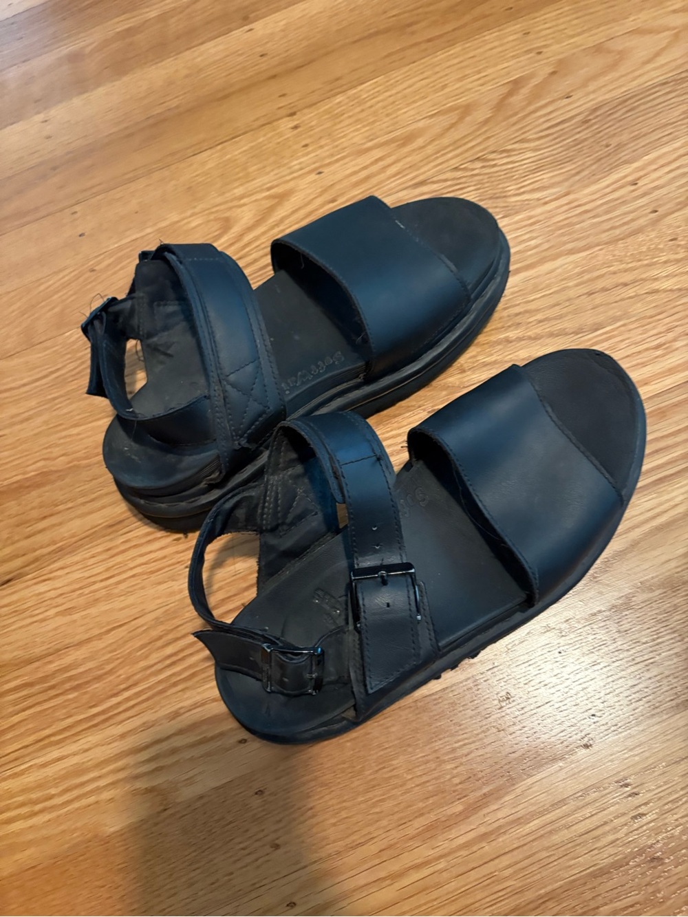 doc martens Black Leather Double-Strap Sandals